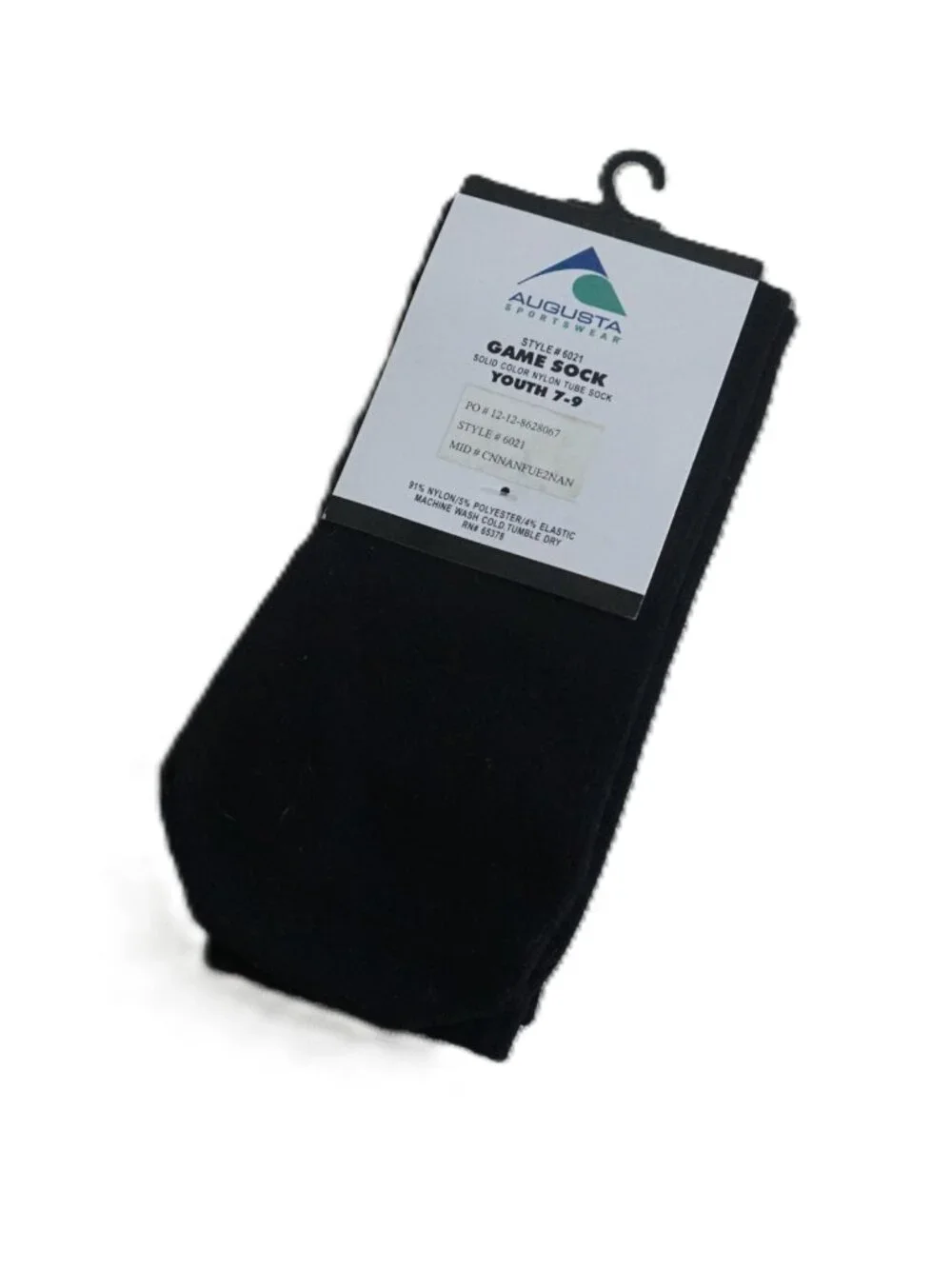 Augusta Sportswear Style #6020 Black Game Tube Socks 7-9 Youth